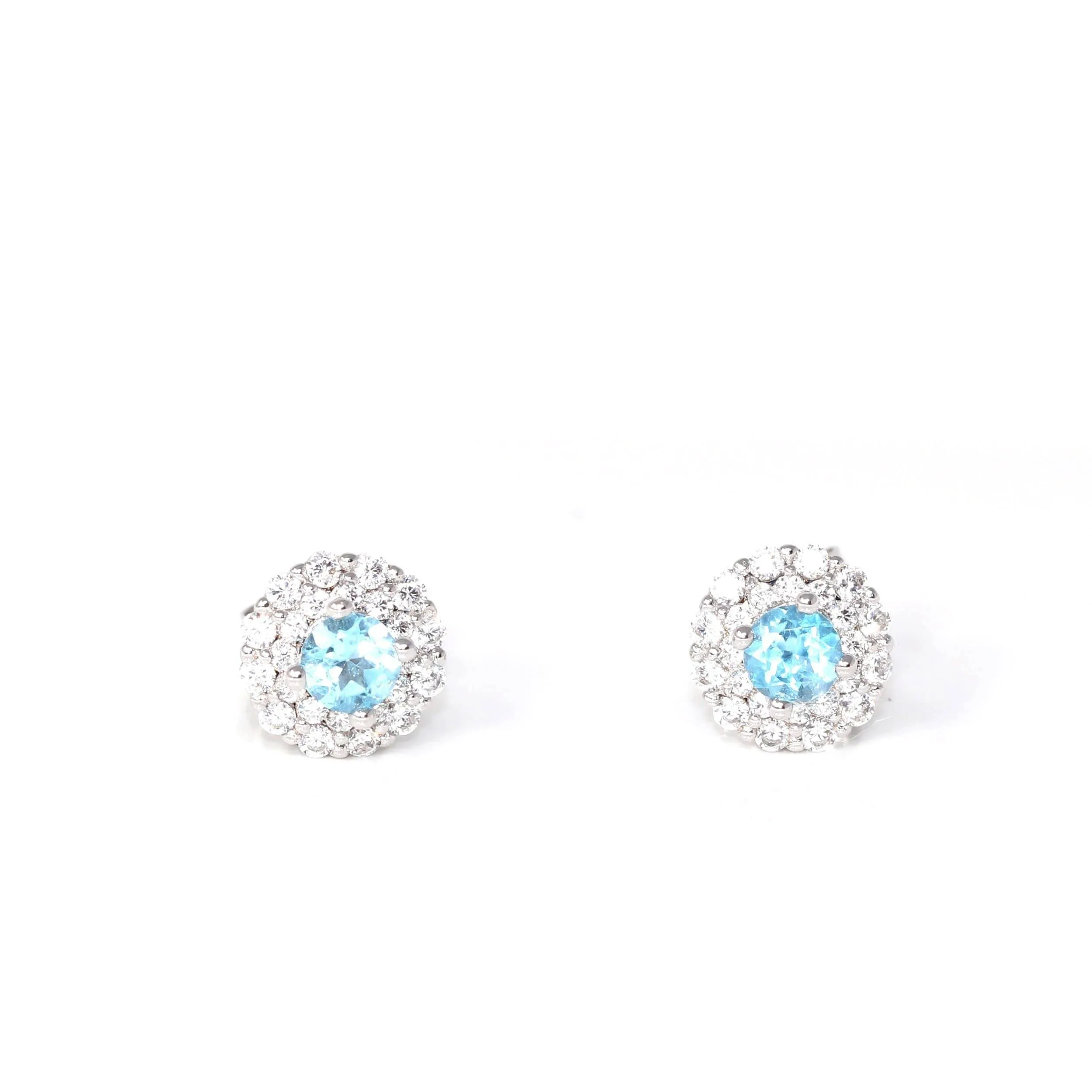 Baikalla™ Classic Sterling Silver Natural Amethyst Topaz Stud Earrings With CZ