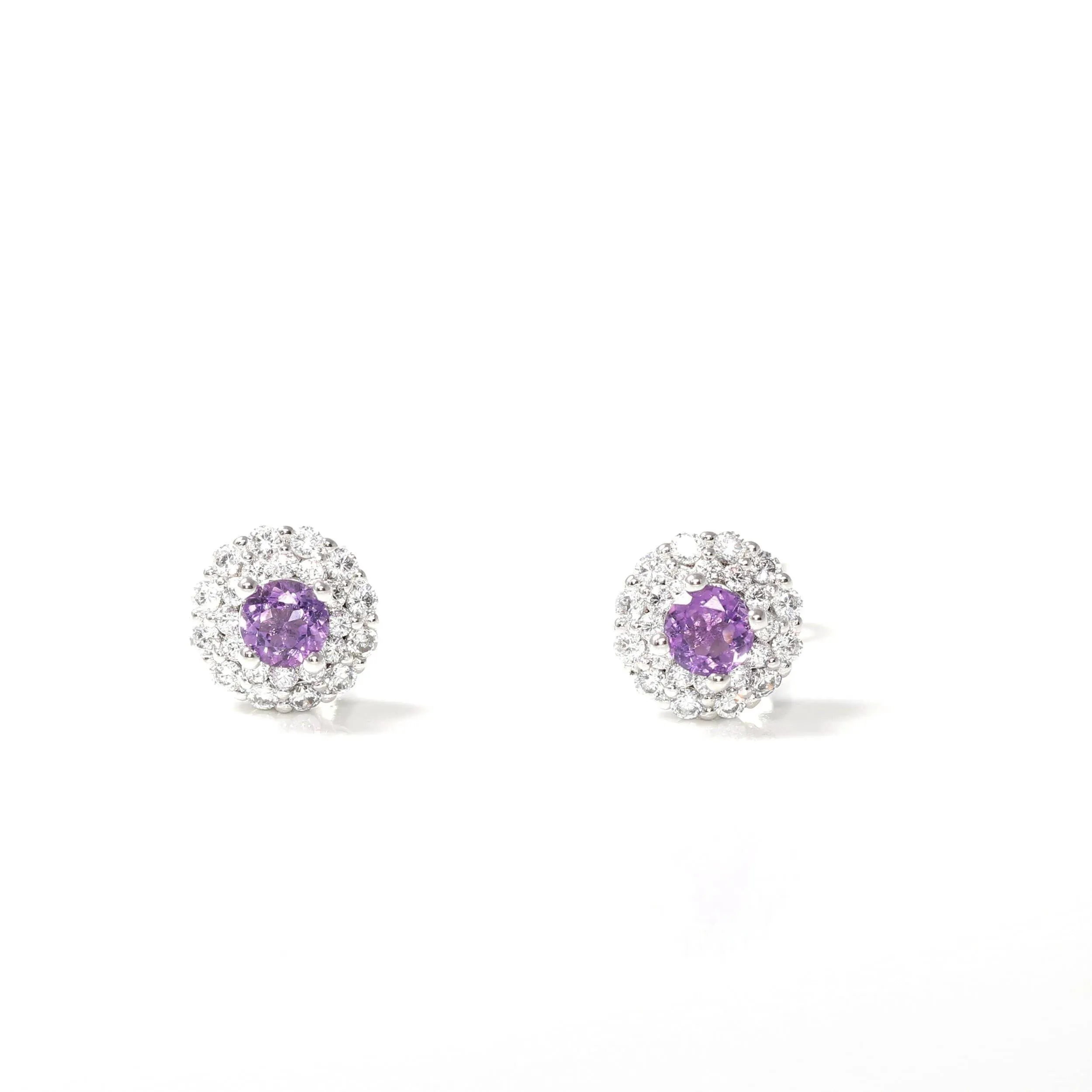 Baikalla™ Classic Sterling Silver Natural Amethyst Topaz Stud Earrings With CZ