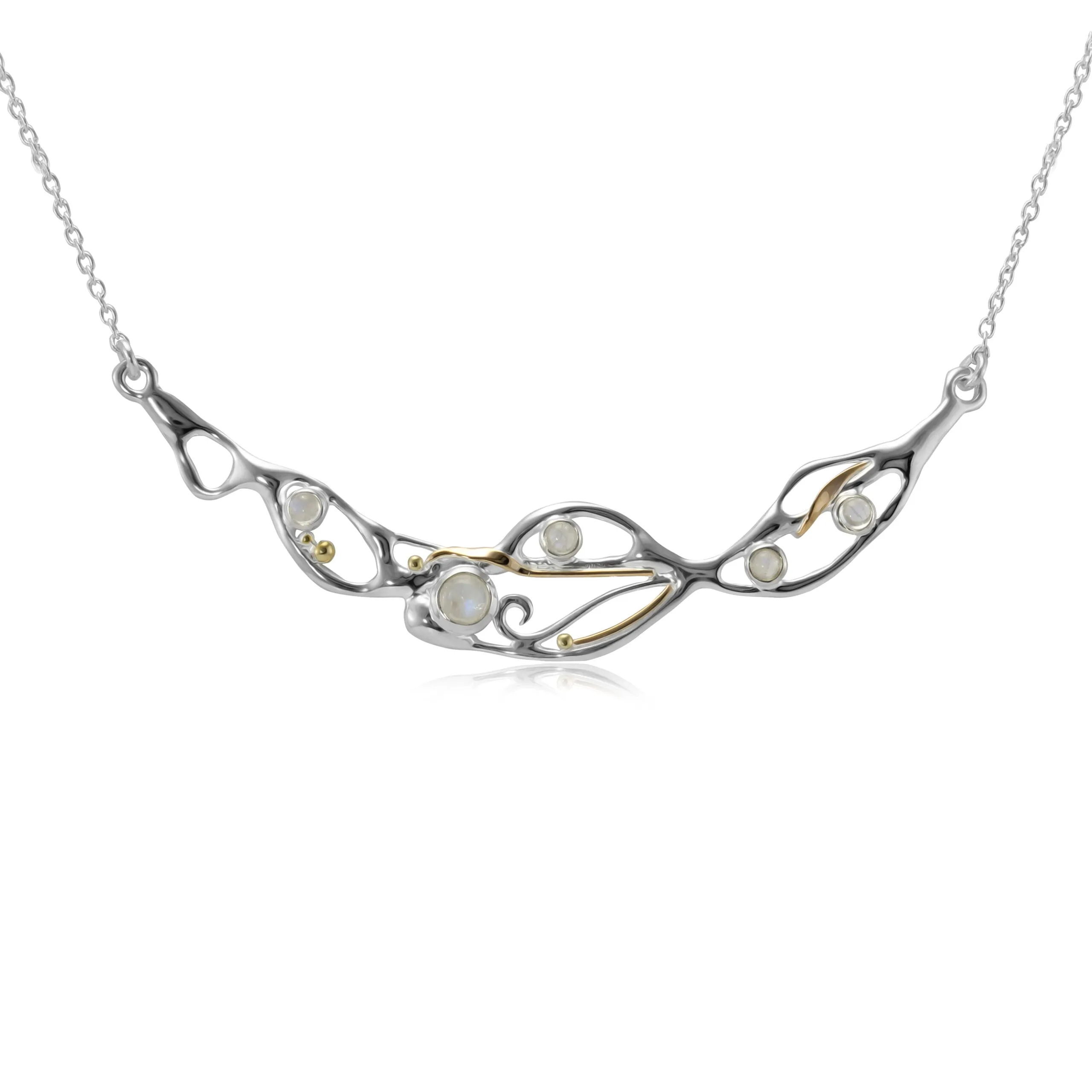 Banyan Organic Flow Cabochon Rainbow Moonstone Necklace