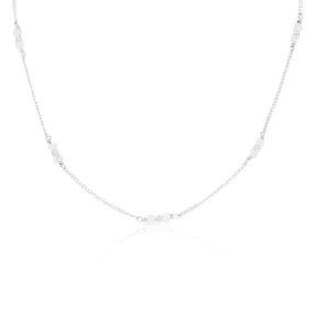 Beaded Moonstone Silver Necklace