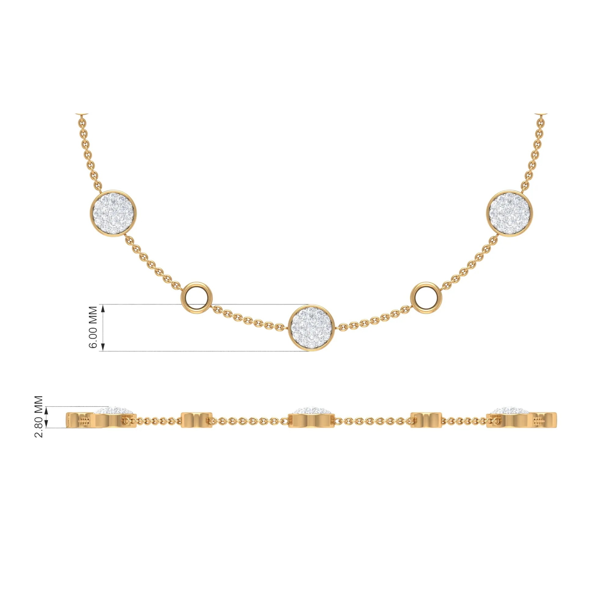 Bezel Set Emerald and Diamond Station Chain Bracelet