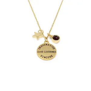 Birthstone Necklace February Gold Plated