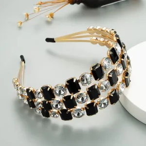 Black & Clear Crystal Three Strand Hairband