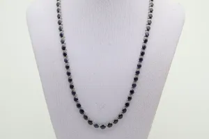 Blue Sapphire Diamond Gold Tennis Necklace