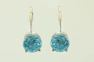 Blue Zircon 14KT White Lever Earrings