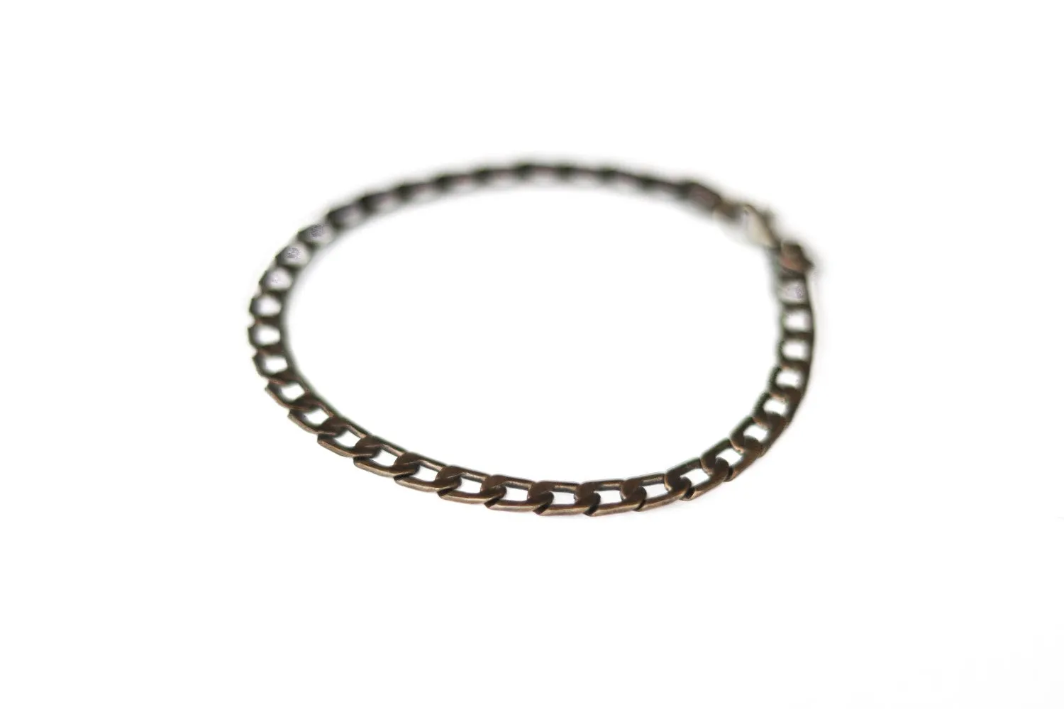 Bronze links chain bracelet for men, flat cuban chain, groomsmen gift, gift for him, mens jewelry, gift for boyfriend, minimalist jewelry