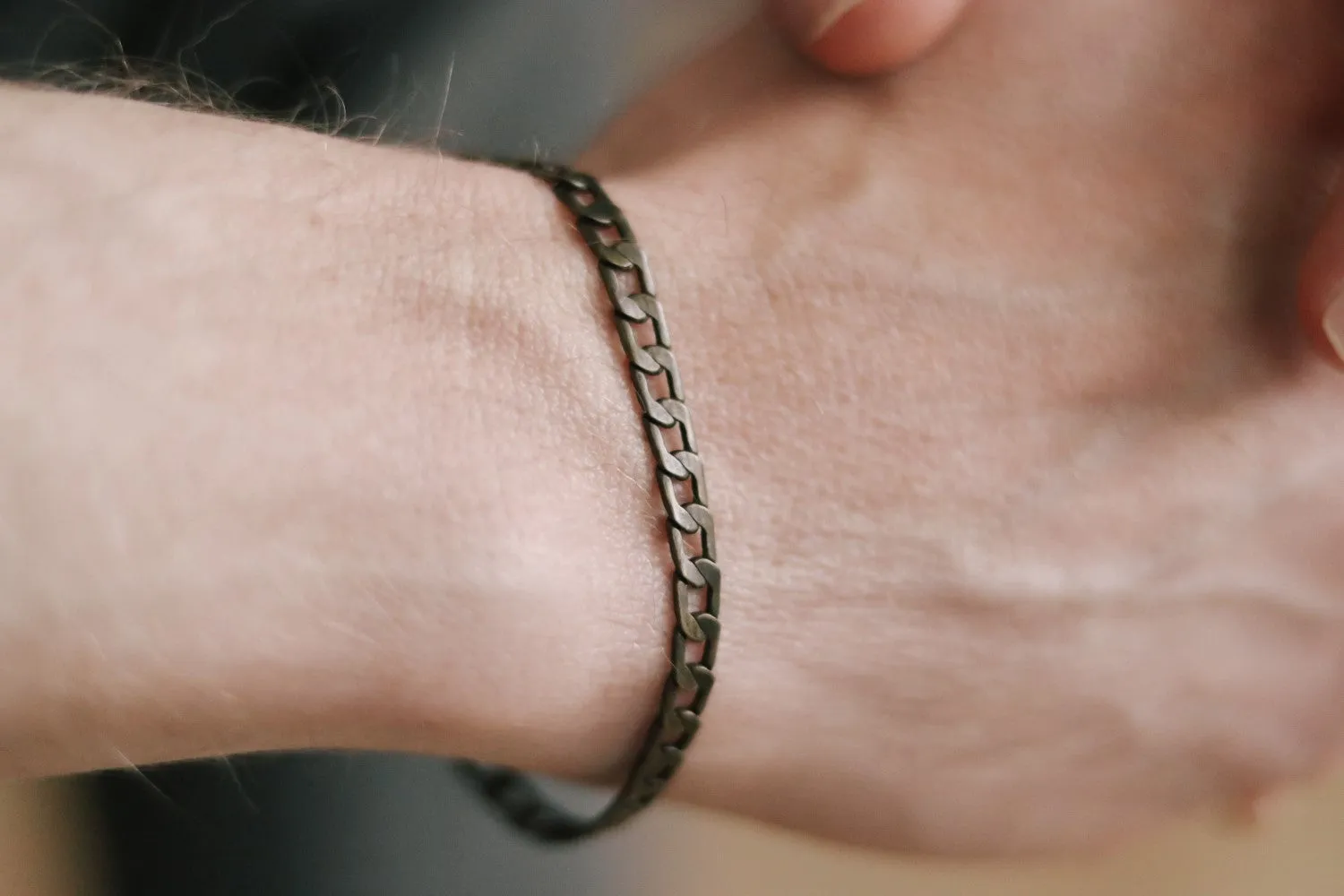 Bronze links chain bracelet for men, flat cuban chain, groomsmen gift, gift for him, mens jewelry, gift for boyfriend, minimalist jewelry