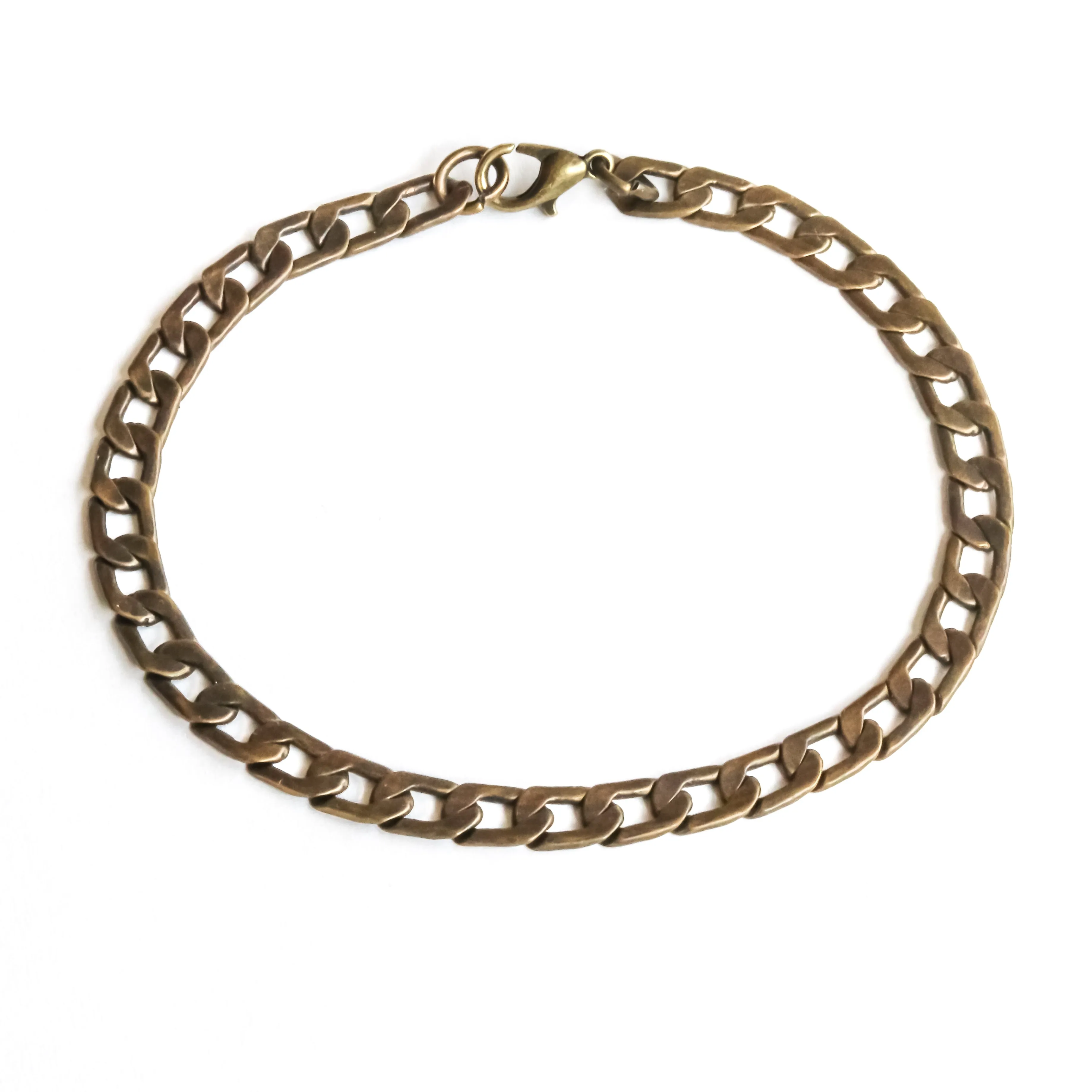 Bronze links chain bracelet for men, flat cuban chain, groomsmen gift, gift for him, mens jewelry, gift for boyfriend, minimalist jewelry