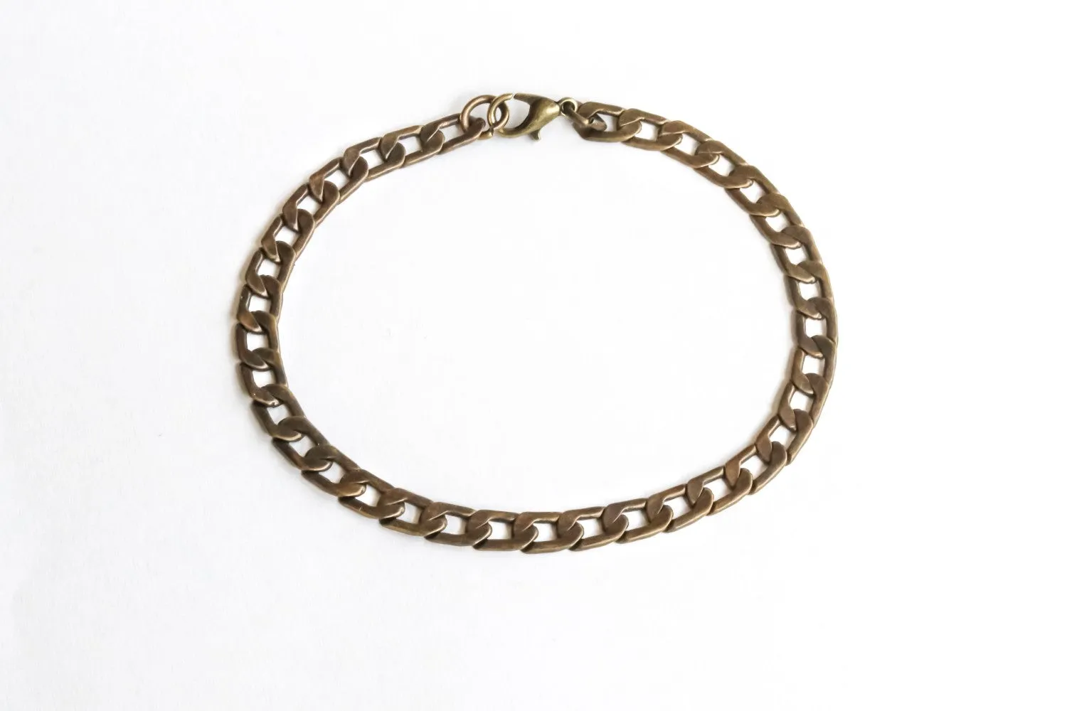Bronze links chain bracelet for men, flat cuban chain, groomsmen gift, gift for him, mens jewelry, gift for boyfriend, minimalist jewelry
