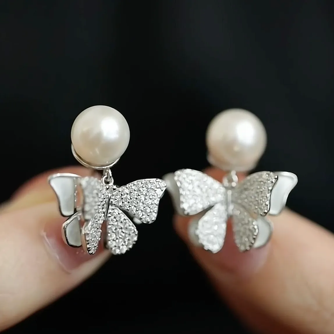Butterfly Whispers Pearl Earrings