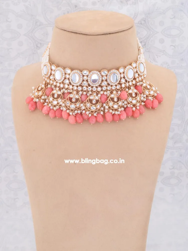 Coral Albina Kundan Jewellery Set