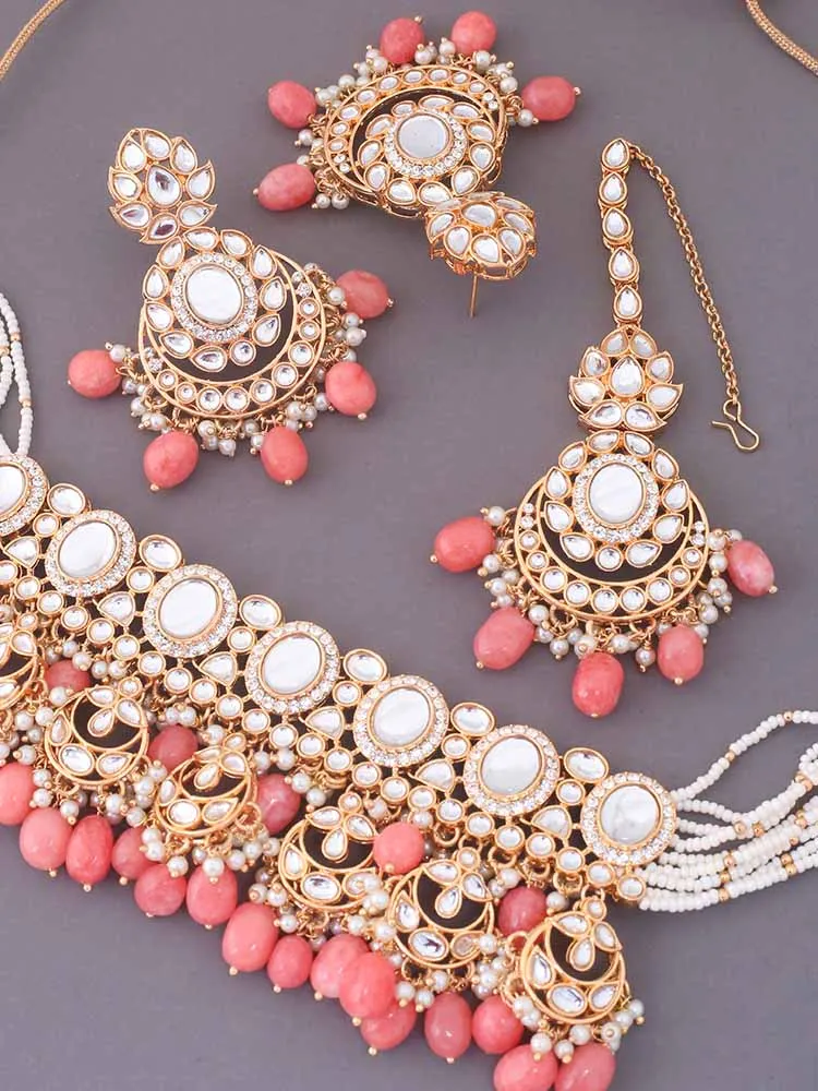 Coral Albina Kundan Jewellery Set