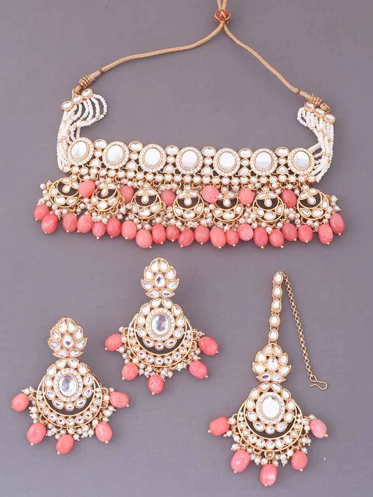 Coral Albina Kundan Jewellery Set