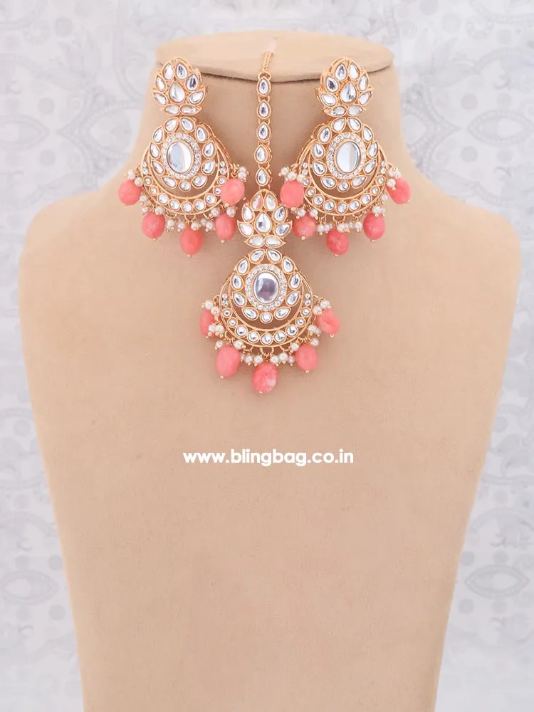 Coral Albina Kundan Jewellery Set