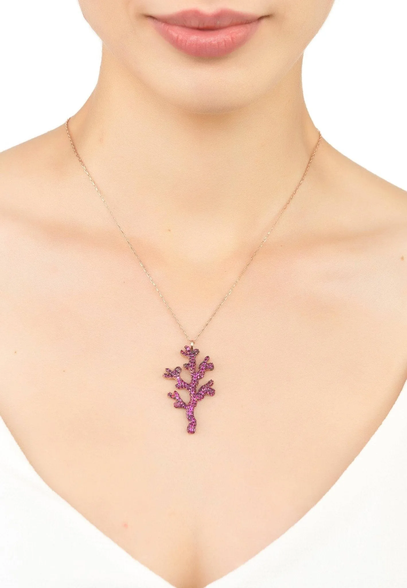Coral Reef Necklace Hot Pink Cz