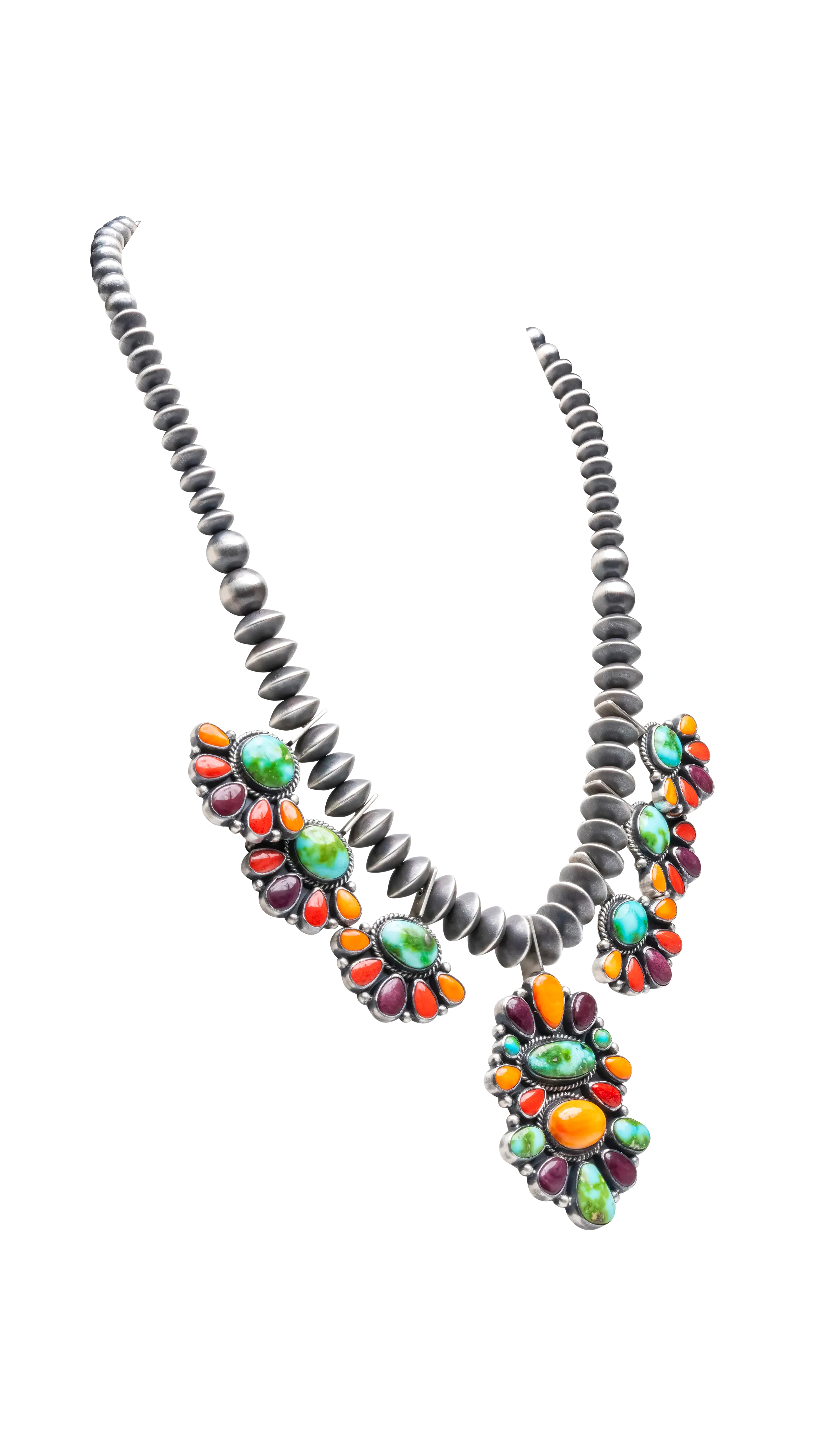 Coral, Spiny Oyster Shell, & Sonoran Gold Turquoise Necklace & Earring Set | Artisan Handmade