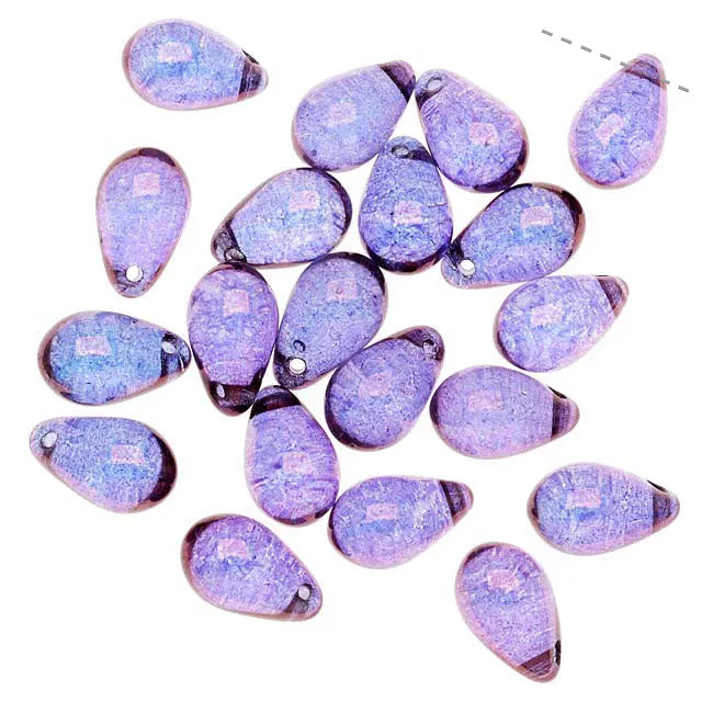 Czech Glass Smooth Teardrop Beads 9x6mm - Luminescent Amethyst (20 pcs)