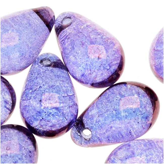 Czech Glass Smooth Teardrop Beads 9x6mm - Luminescent Amethyst (20 pcs)
