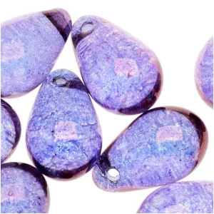 Czech Glass Smooth Teardrop Beads 9x6mm - Luminescent Amethyst (20 pcs)