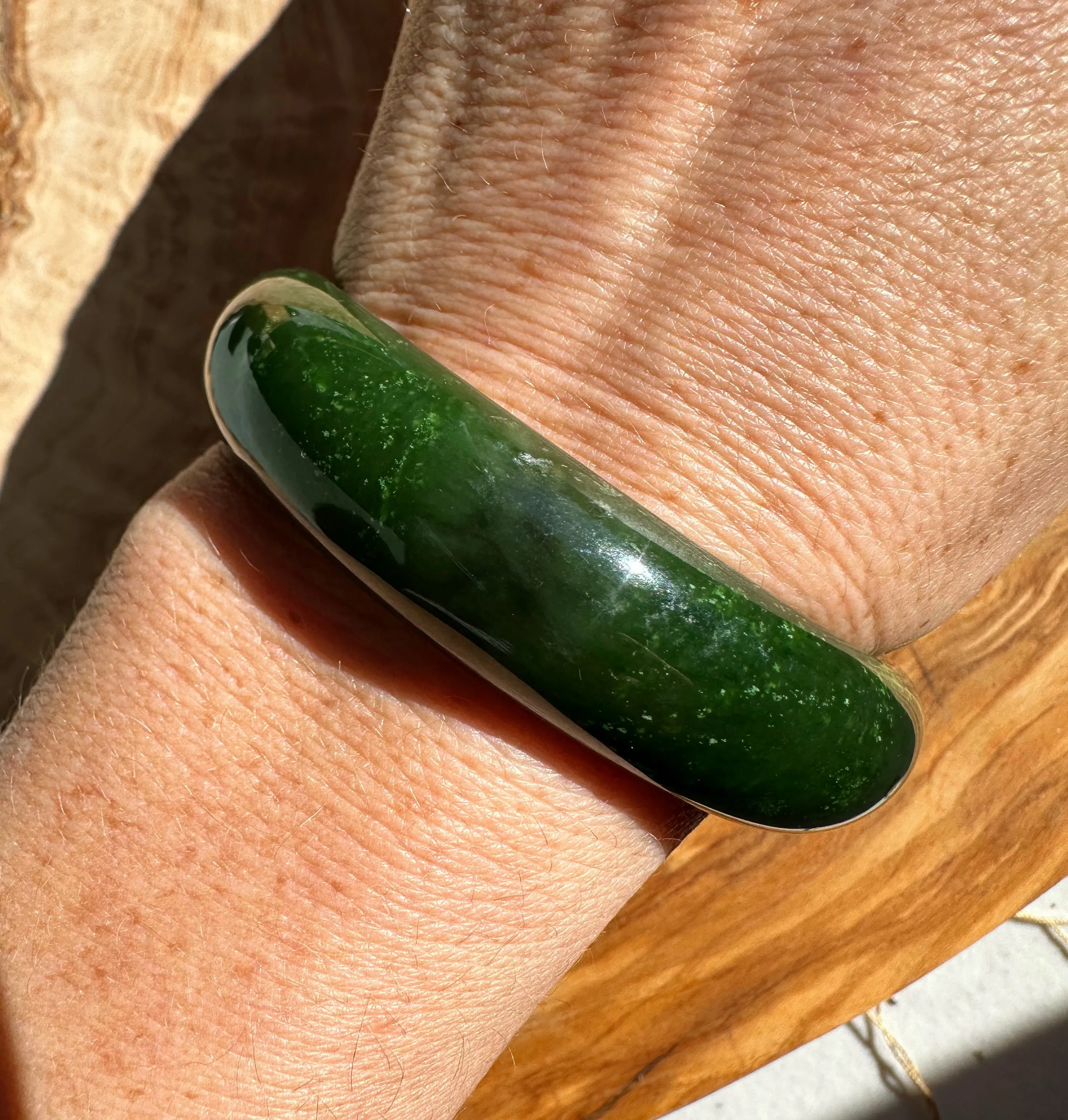 Dark Green Canadian Nephrite Jade Bangle - 57.7 x 16.3mm - As Is