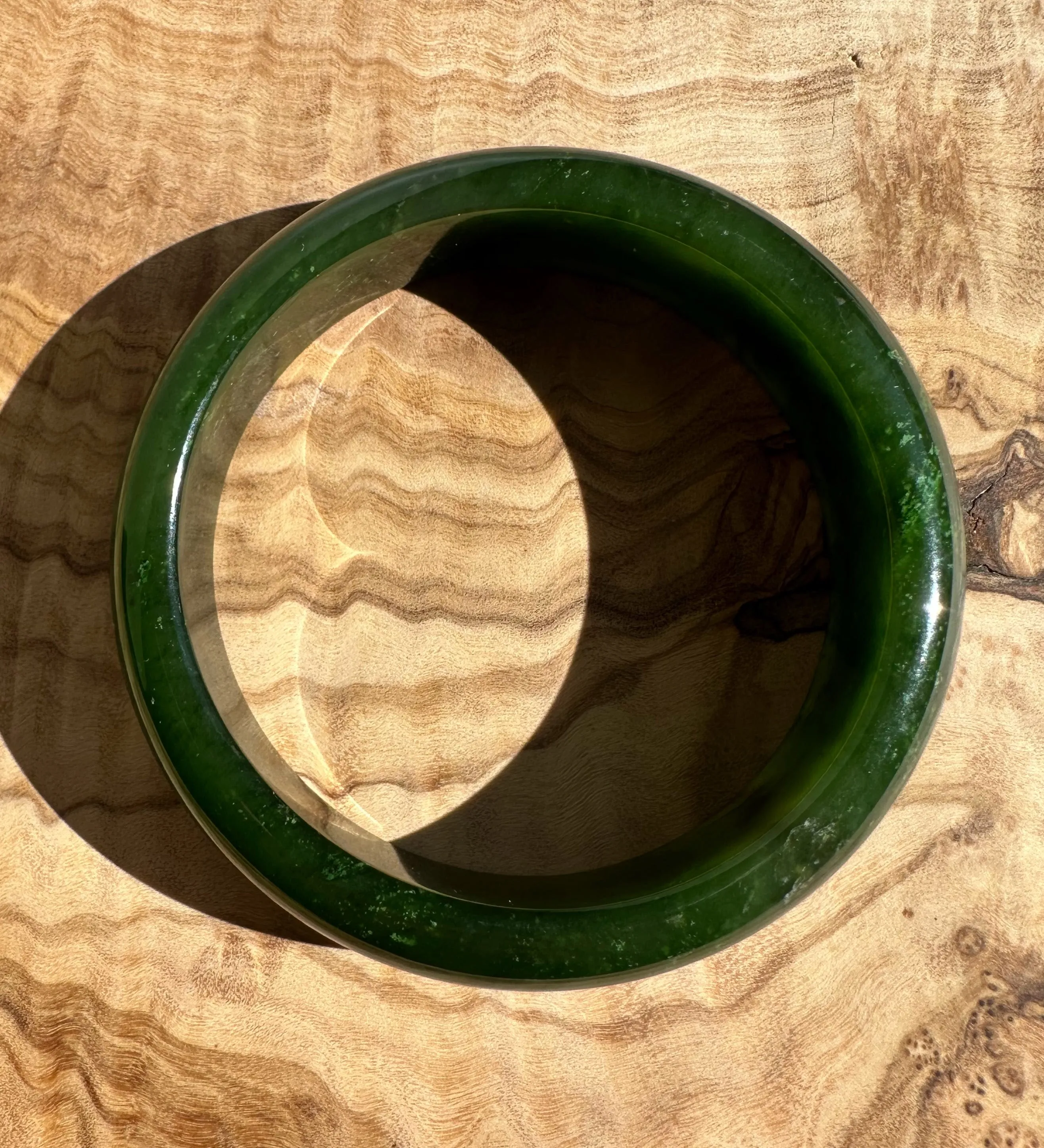 Dark Green Canadian Nephrite Jade Bangle - 57.7 x 16.3mm - As Is