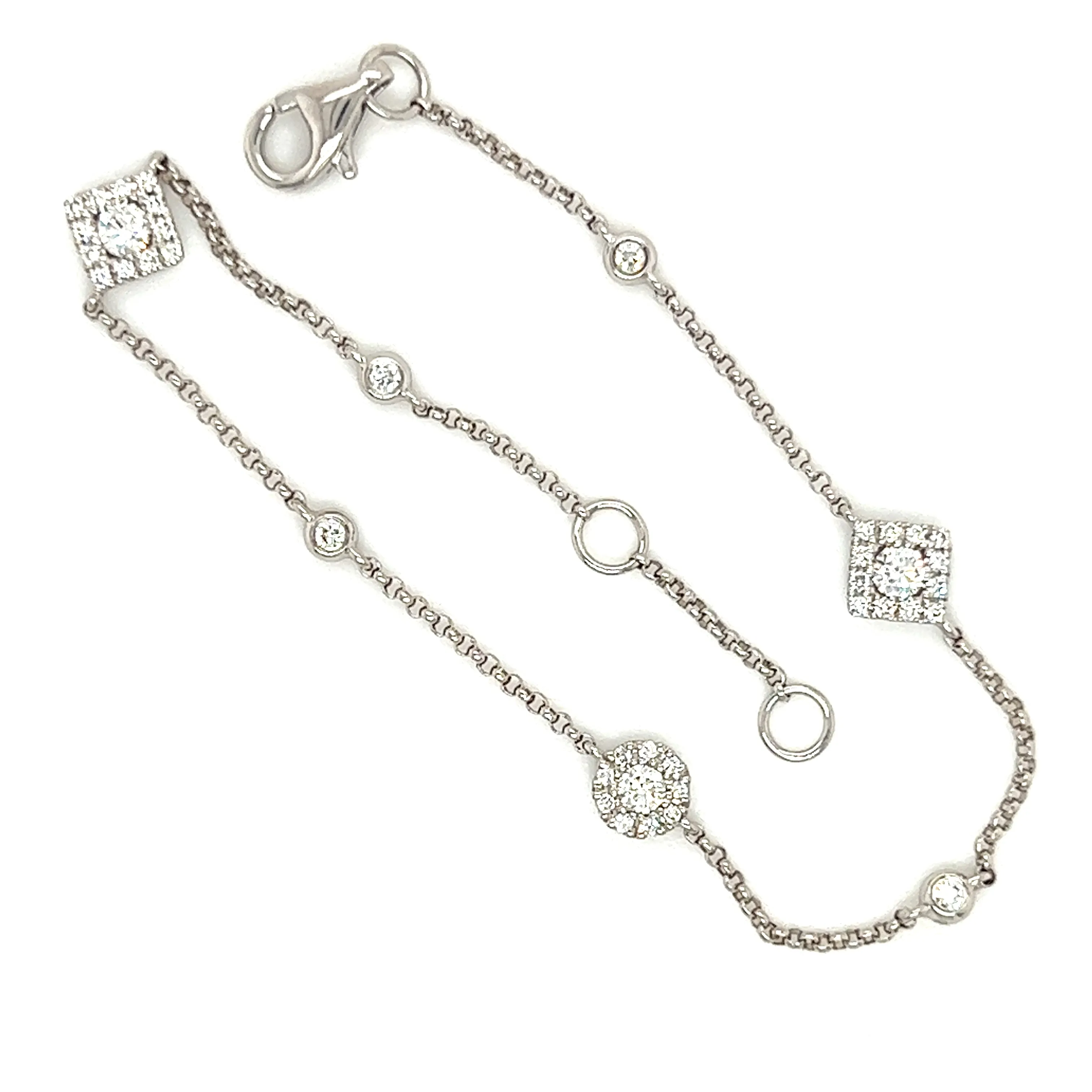 Diamond Station Bracelet with 0.33ct of Diamonds in 14K White Gold