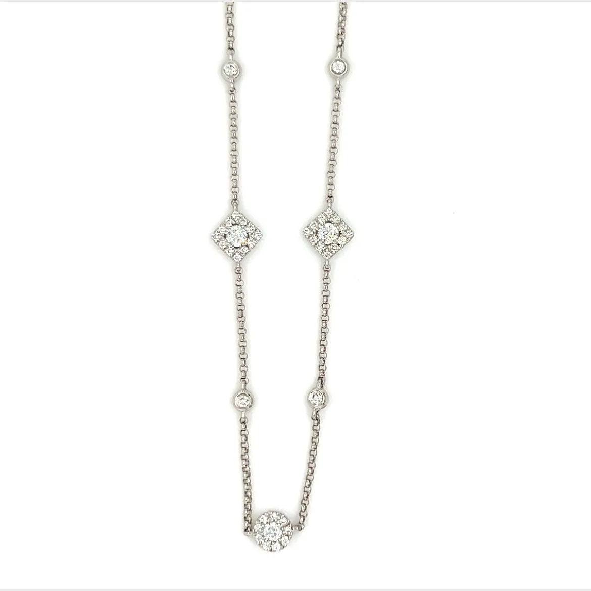 Diamond Station Bracelet with 0.33ct of Diamonds in 14K White Gold