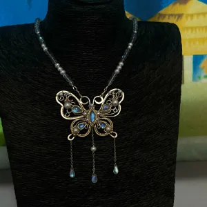 Elegant Handmade Moonstone Butterfly Necklace - Wire Wrapped Jewelry