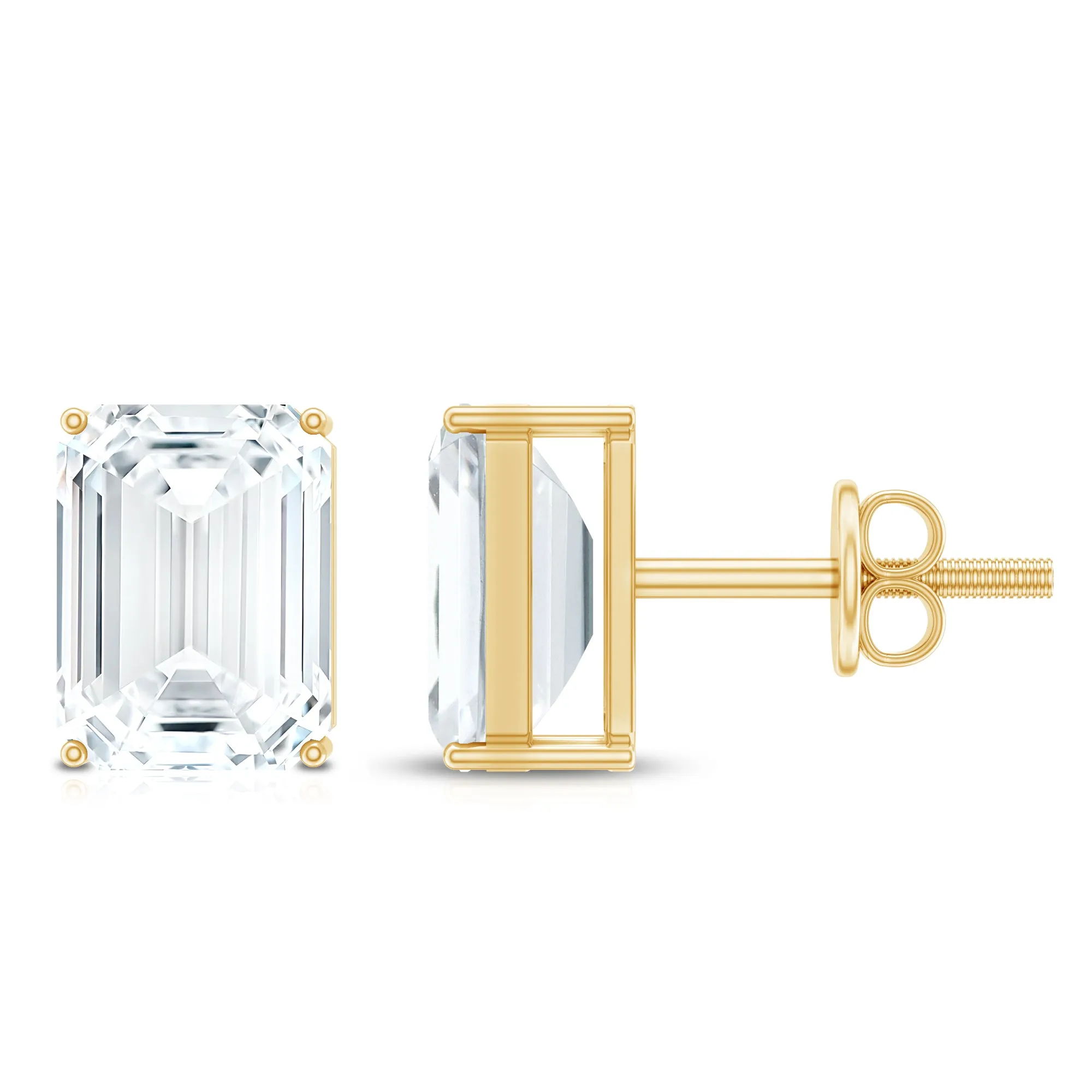 Emerald Cut Cubic Zirconia Solitaire Stud Earrings