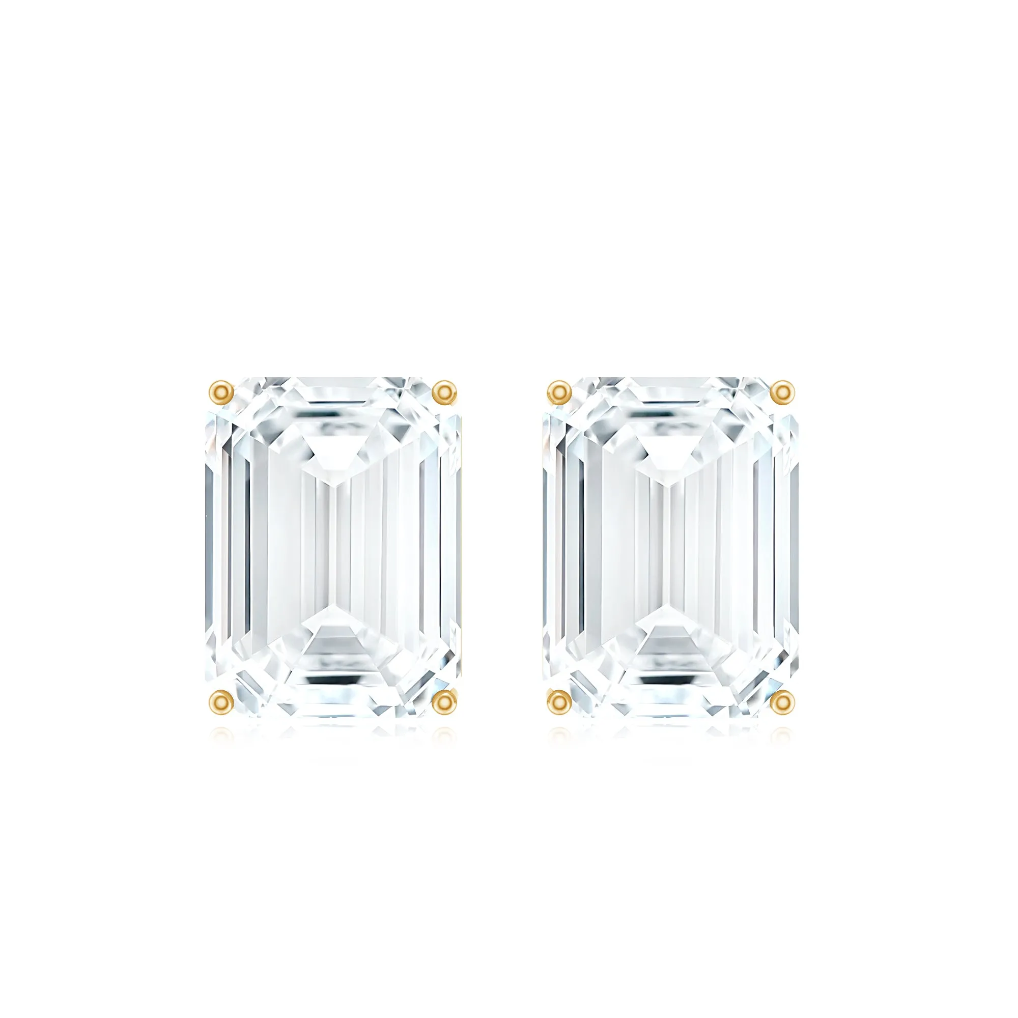 Emerald Cut Cubic Zirconia Solitaire Stud Earrings