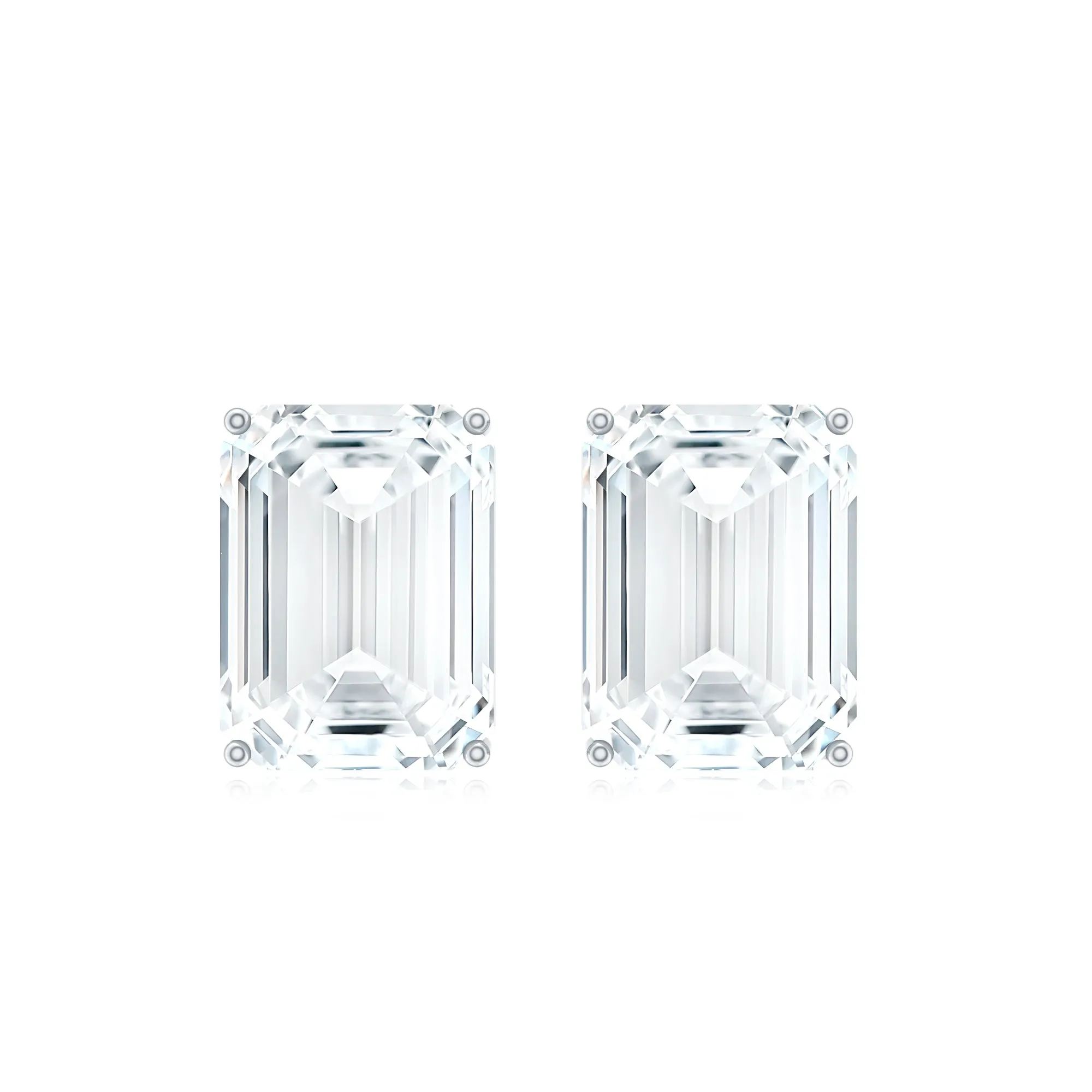 Emerald Cut Cubic Zirconia Solitaire Stud Earrings