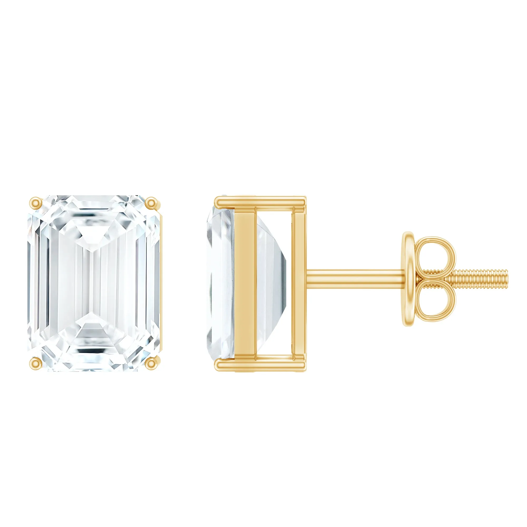 Emerald Cut Cubic Zirconia Solitaire Stud Earrings