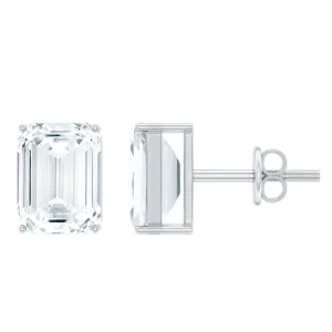 Emerald Cut Cubic Zirconia Solitaire Stud Earrings