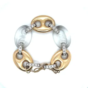 Estate Rose Gold Link and Rock Crystal Bracelet at Regard Jewelry in Austin, Texas