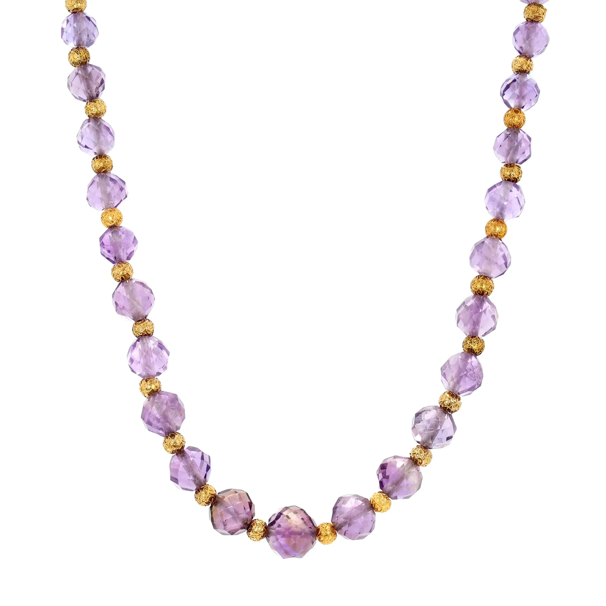 Etruscan Amethyst and Gold Beaded Necklace