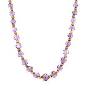 Etruscan Amethyst and Gold Beaded Necklace