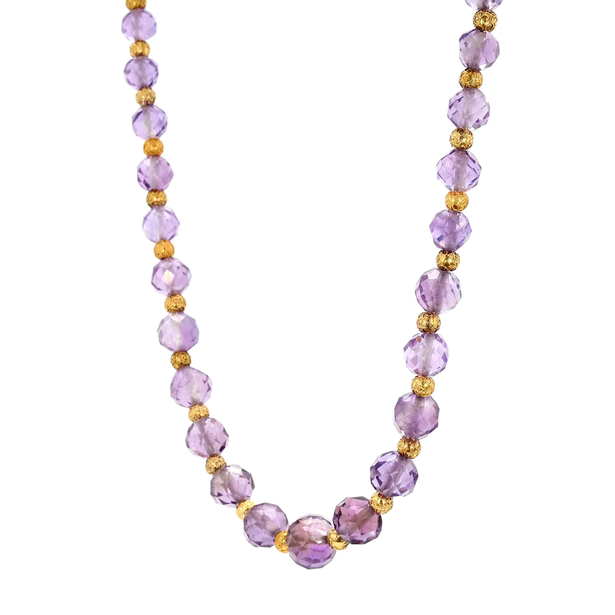 Etruscan Amethyst and Gold Beaded Necklace