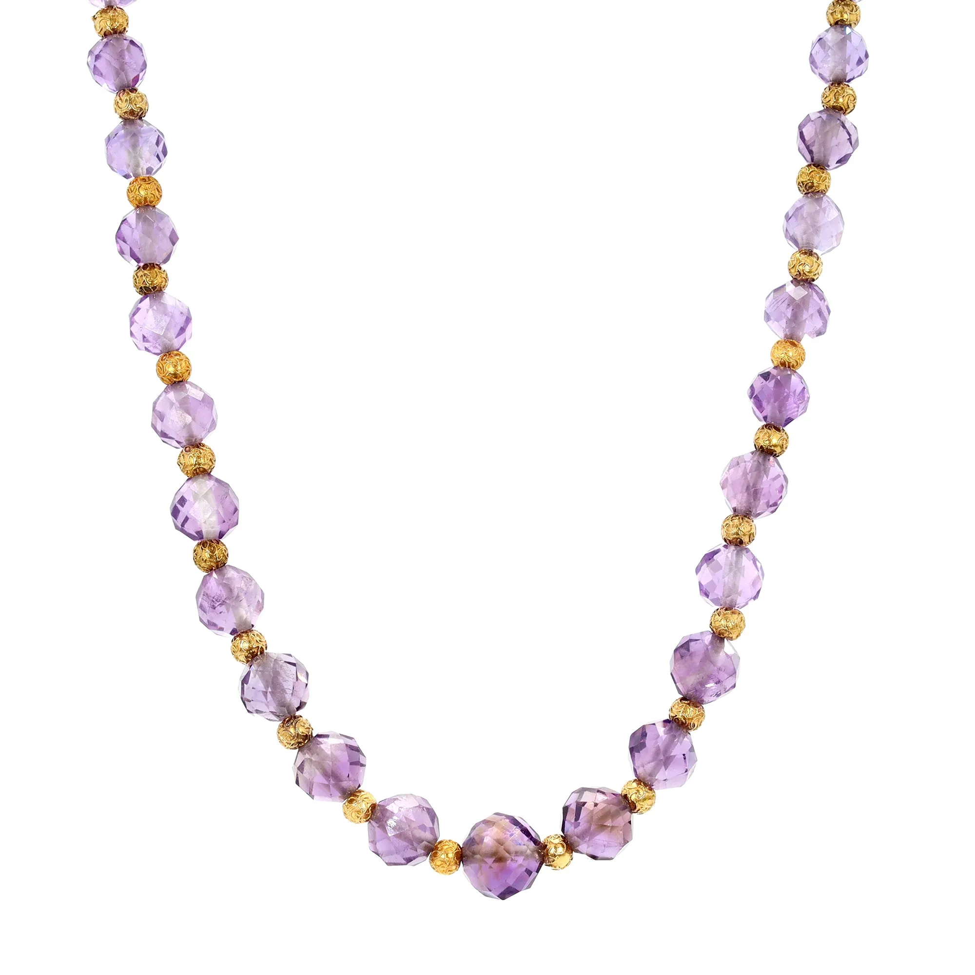 Etruscan Amethyst and Gold Beaded Necklace