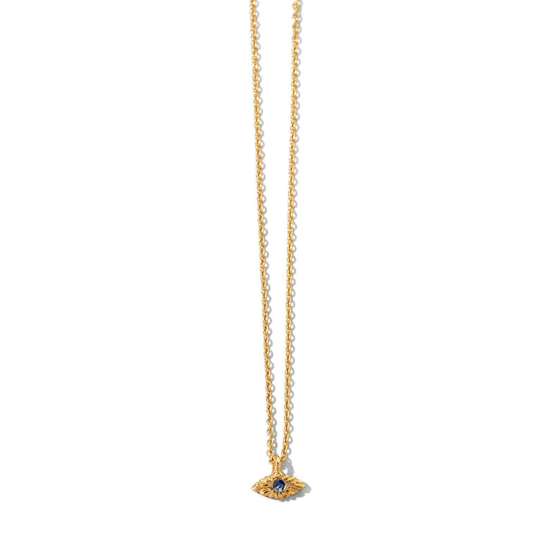Evil Eye Necklace, Sapphire, 9kt Yellow Gold