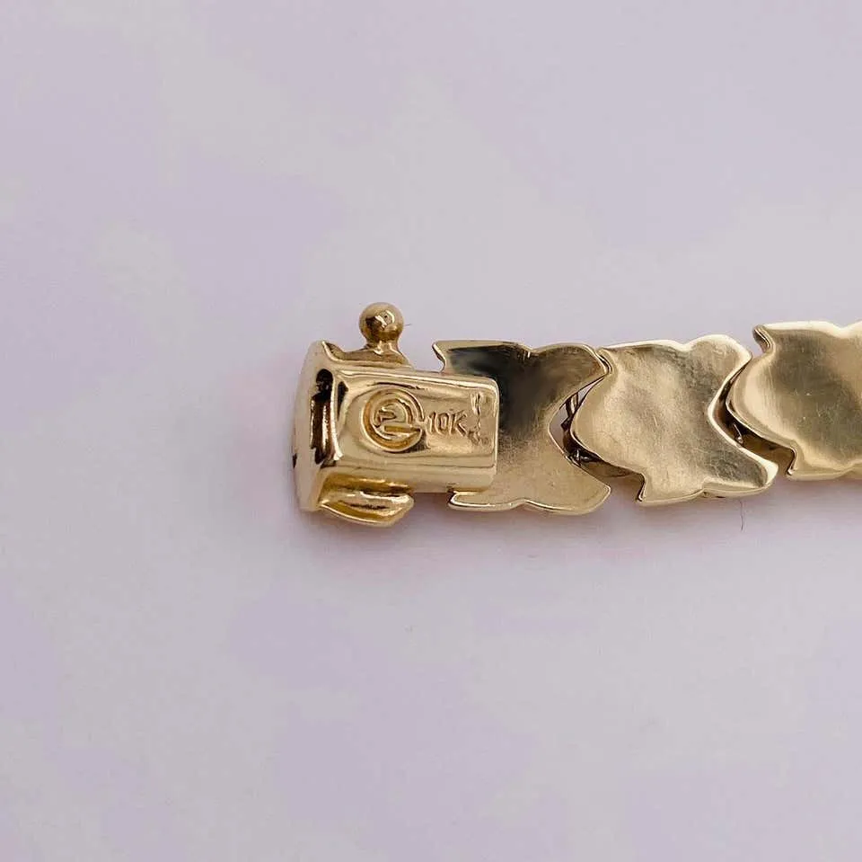 Fancy Link Bracelet, 14 Karat Yellow Gold, Handmade, Link Bracelet, Safety Latch