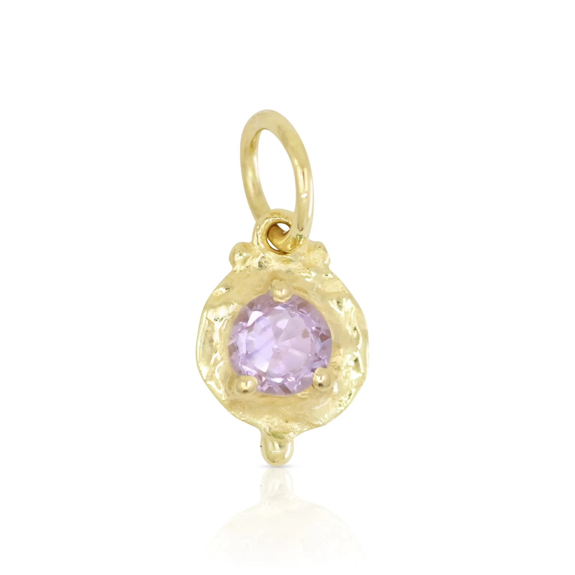 February Amethyst Gold Birthstone Necklace Charm