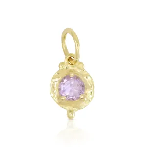 February Amethyst Gold Birthstone Necklace Charm