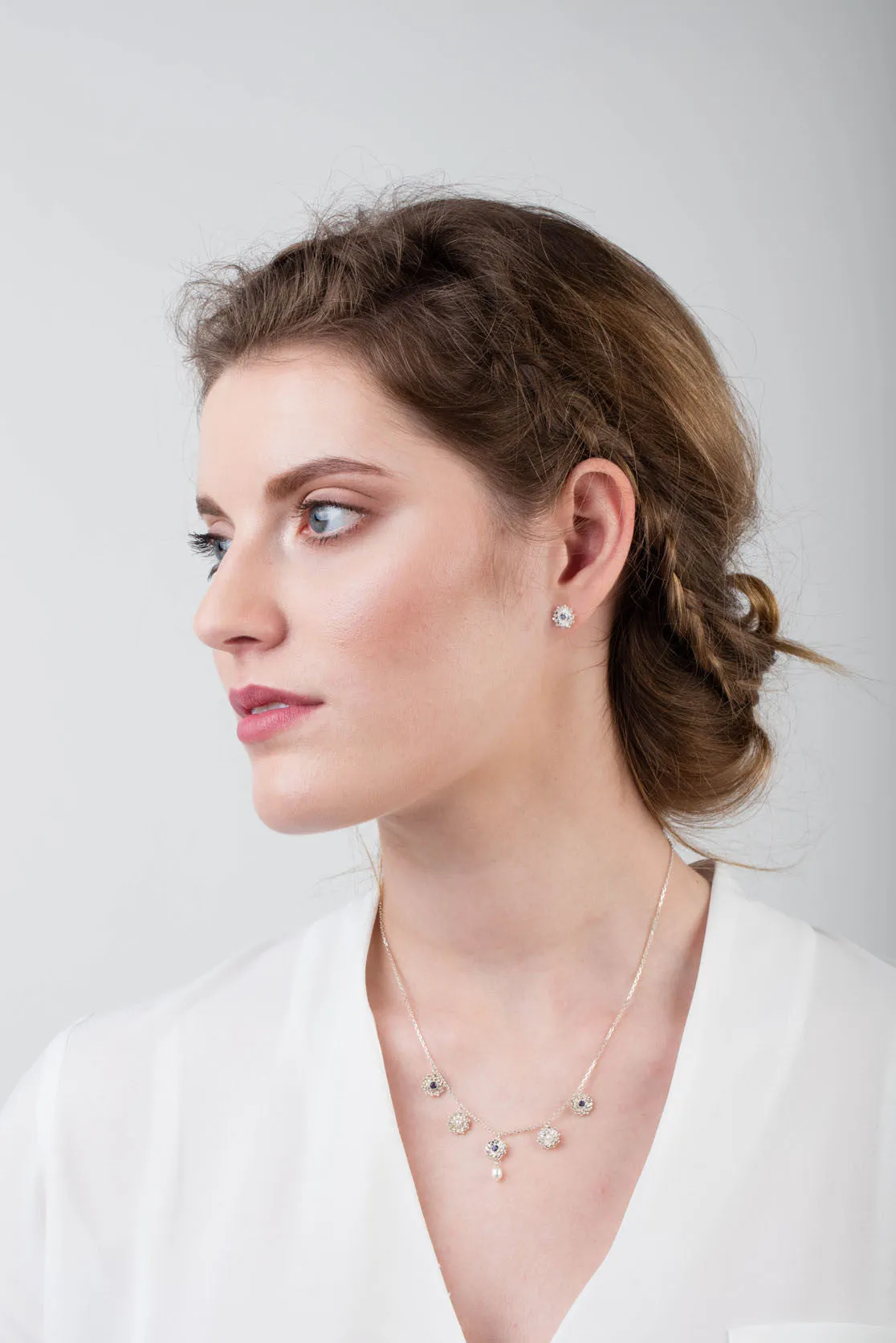 Five Dahlia Flowers Necklace