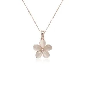 Flower Simulated Moonstone Necklace