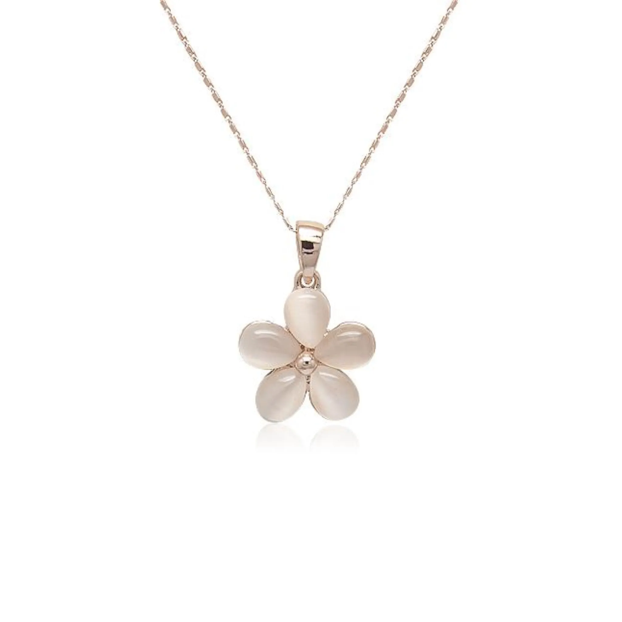 Flower Simulated Moonstone Necklace