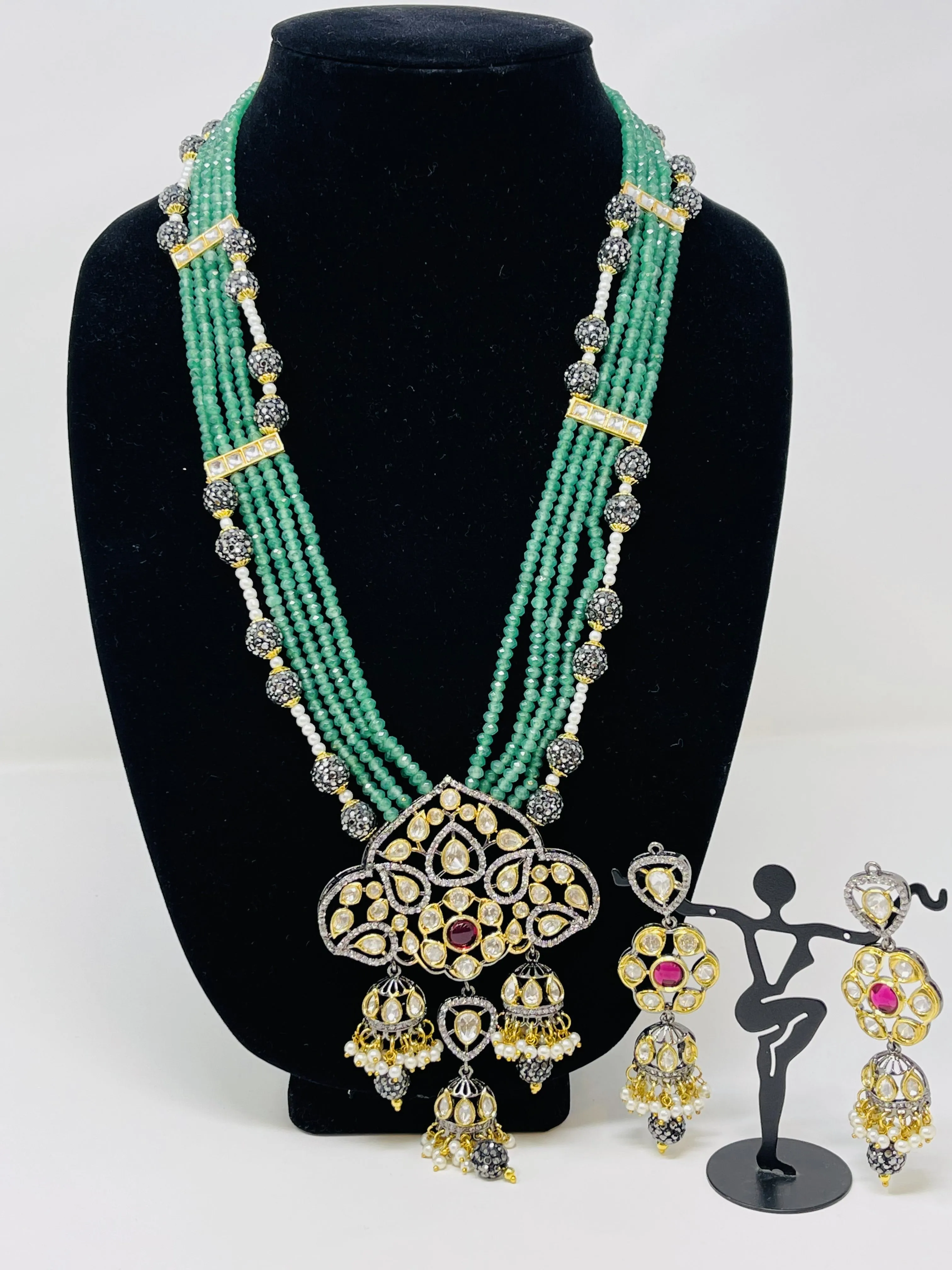 Green Beaded Handcrafted Jewellery Set