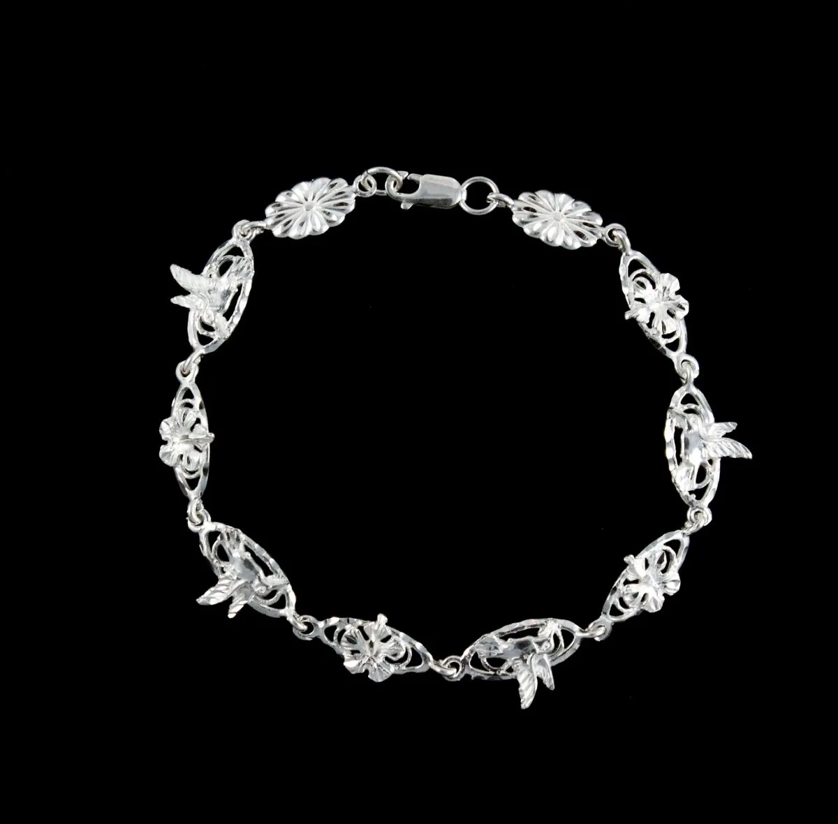 Handband Chain Bracelet with Humming Bird & Hibiscus Flower -
