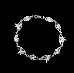 Handband Chain Bracelet with Humming Bird & Hibiscus Flower -