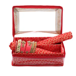 Heart Home Brocade Hardboard Two Rod Bangle Box (Red) - Cthh13449