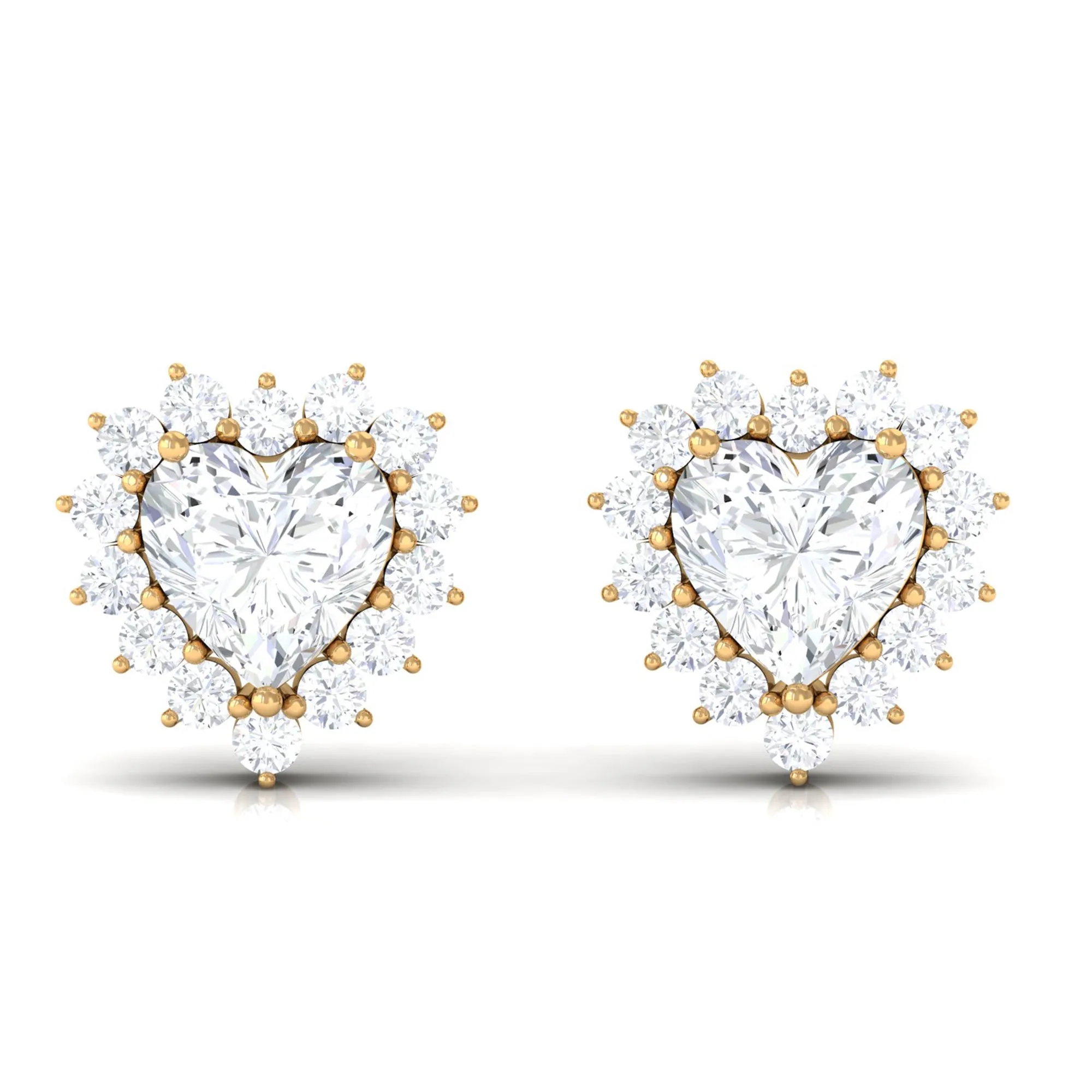 Heart Shape Cubic Zirconia Halo Stud Earrings